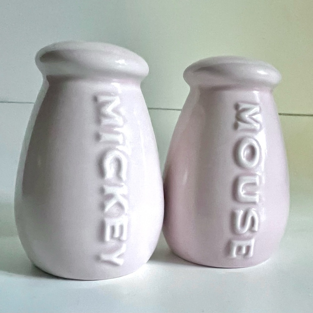 Vintage Disney Pink Ceramic Salt and Pepper Shaker Set